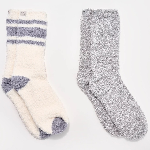 Barefoot Dreams NWT CozyChic Set of 2 Sock Set Color Vapor - Picture 2 of 6